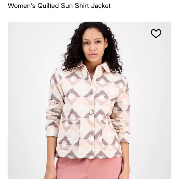 UGG Women's Quilted Sun Shirt Jacket - Cream and Brown size S